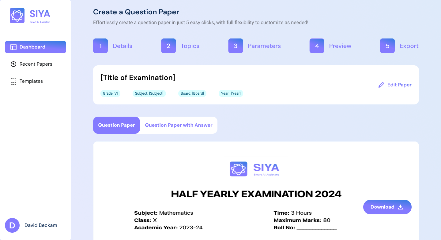 Download only question paper